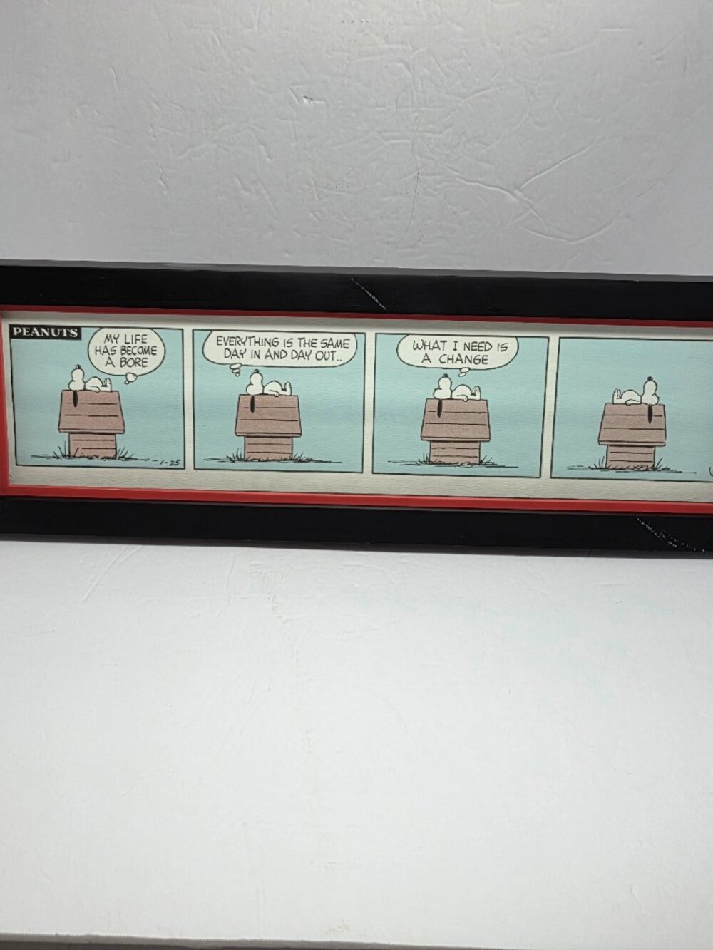 Framed Snoopy on doghouse Comic Strip Peanuts C. Schulz Hallmark 15.5" x 5"